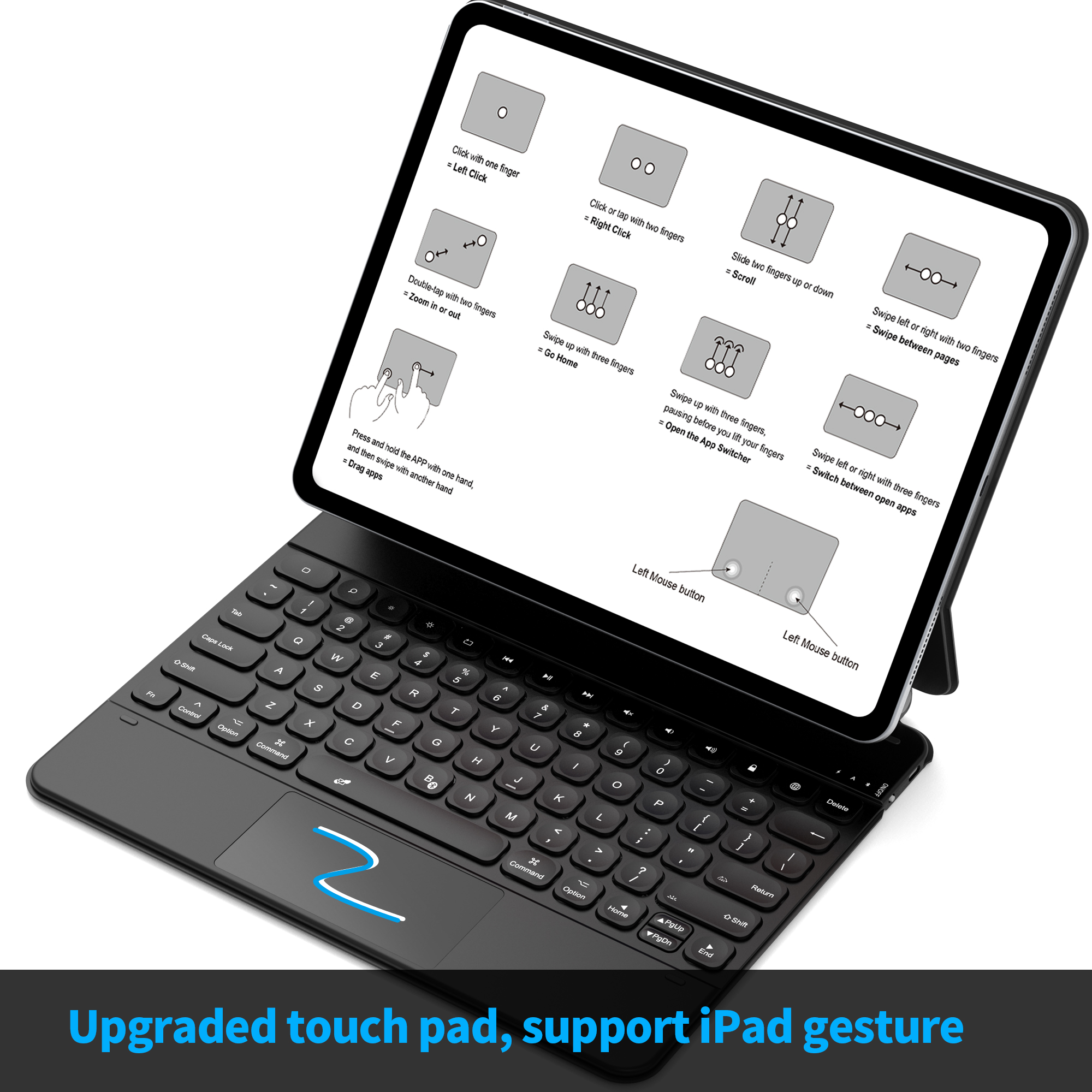 WiWU 12.9 inch Bluetooth Wireless Touch Pad Smart Keyboard English Arabic Magnetic Adsorption Karyboard Case for iPad Pro 2021 Laptops Accessories
