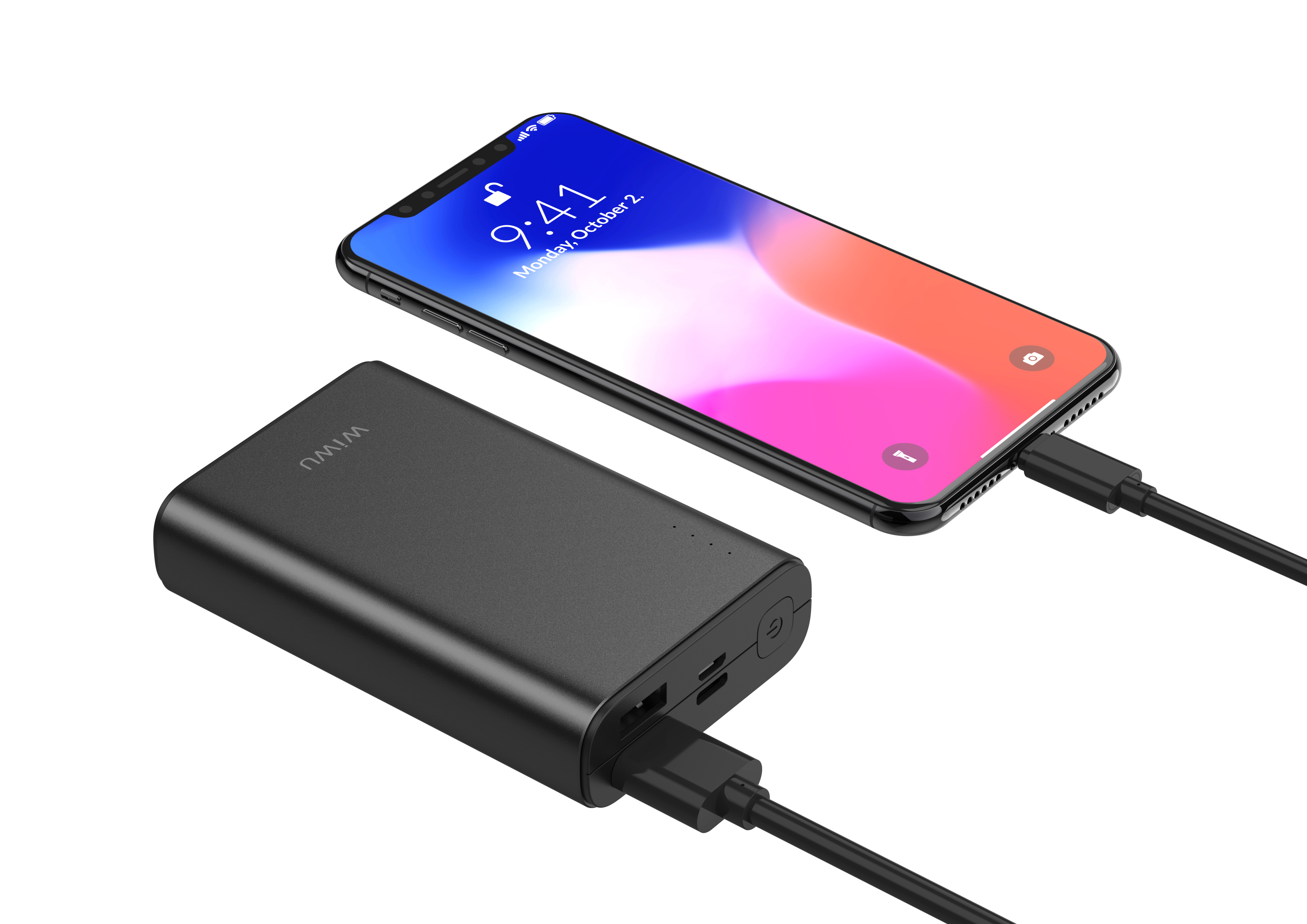 WiWU JC-05 Ultra Slim Dual 3A Fast Charge Power Bank 10000mAh Portable USB-C 3.0 Power Source for Mobile