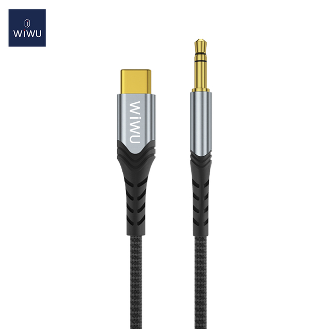 WiWU YP-03 3.5mm Audio Jack To USB-C Audio Cable Mobile Phone Tablet with Built-in Mic for Speaker Stereo Adapter
