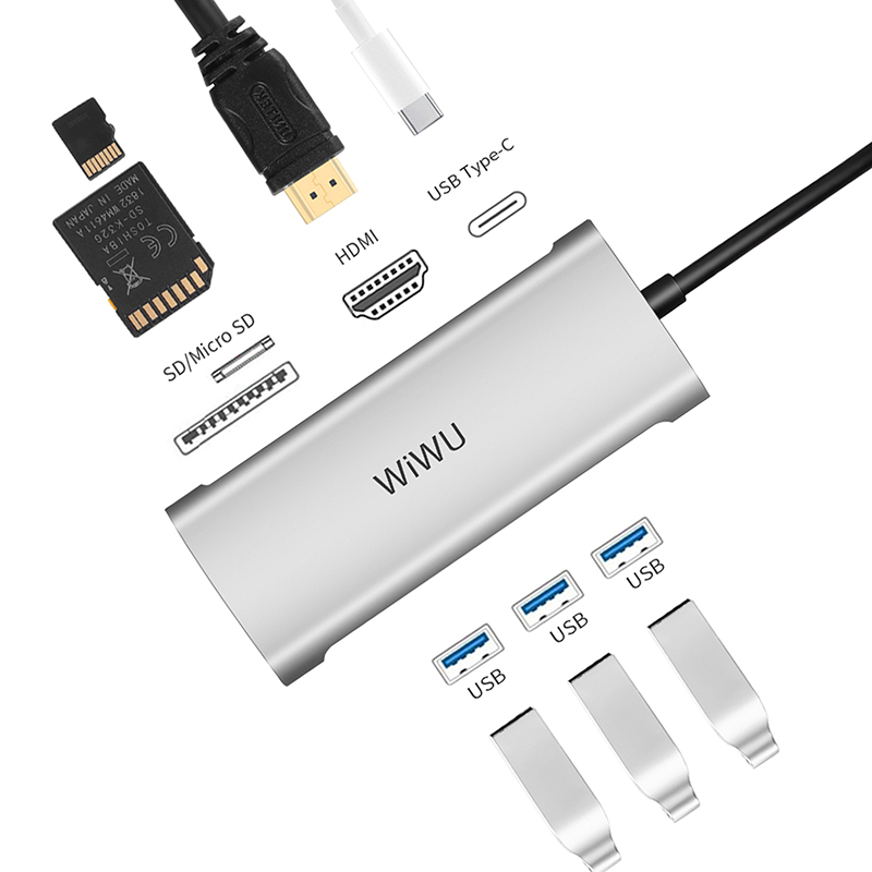 WiWU Alpha 731HP 7-in-1 Multiport USB C Hub Laptop Adapter Type C Docking